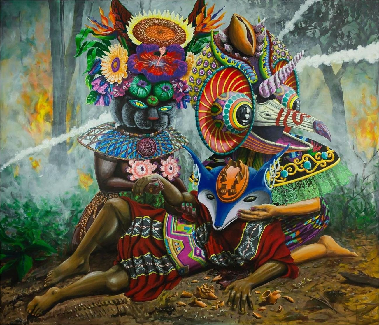 3 Suyos, pintura acrílica