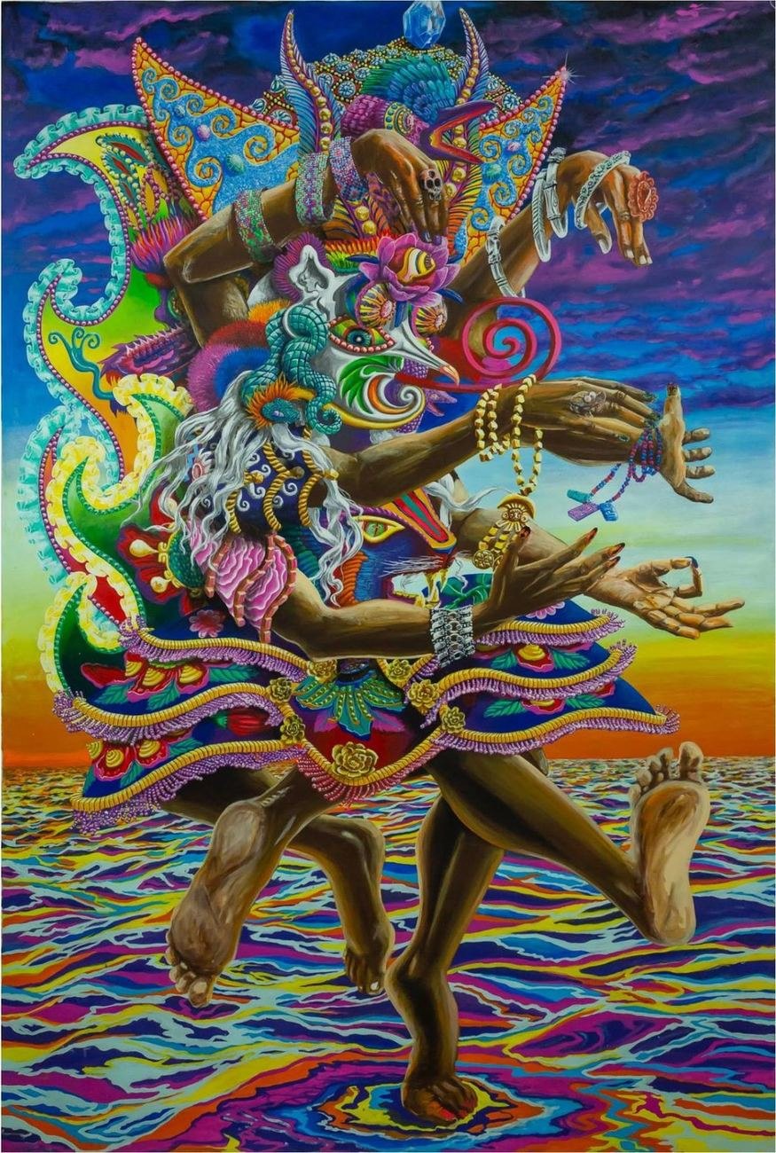 Danzante Guerrero, pintura acrílica