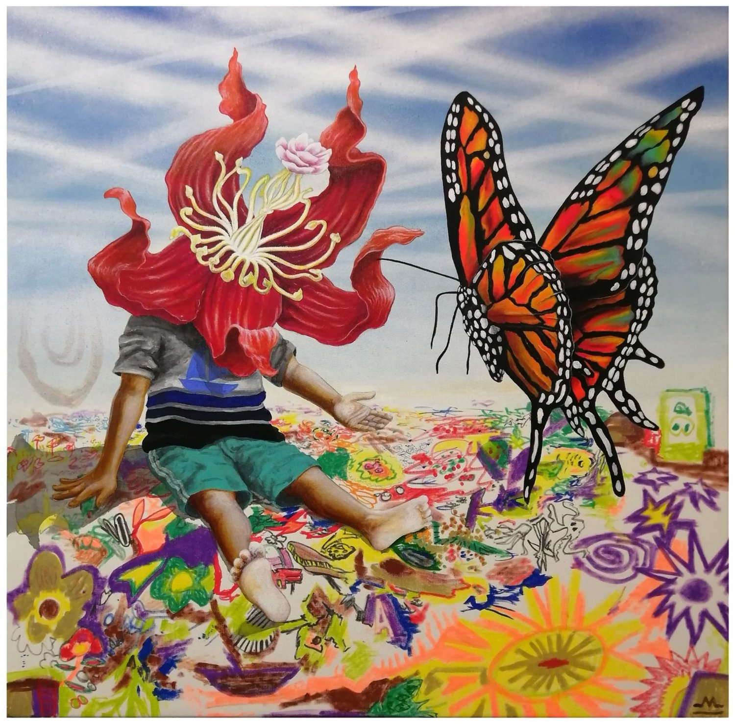 Conexión, pintura acrílica, serie FloreSeres