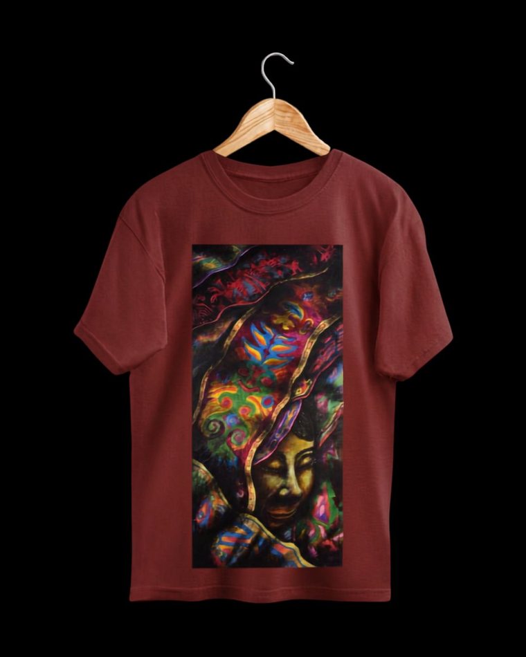 Rostro Ancestral, polera con arte de Memo Rodríguez
